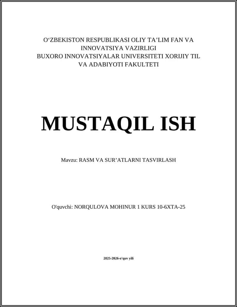 Rasm va sur’atlarni tasvirlash