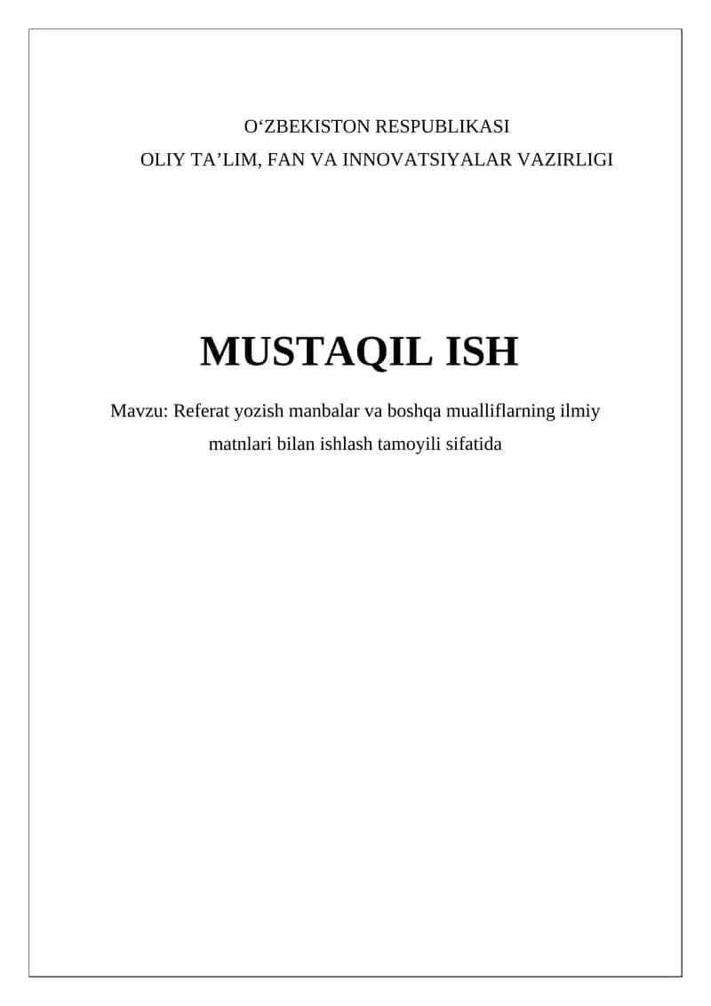 Xulosa yozish tamoyillari
