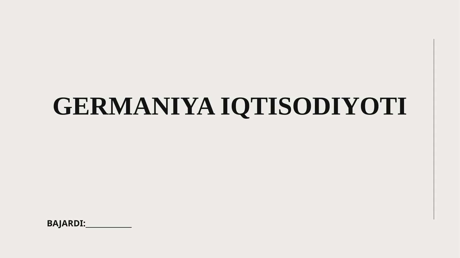 GERMANIYA IQTISODIYOTI