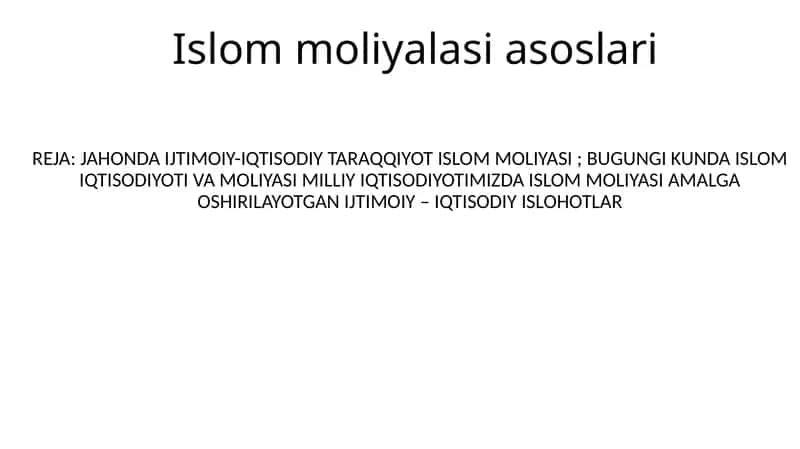 Islom moliyalasi asoslari