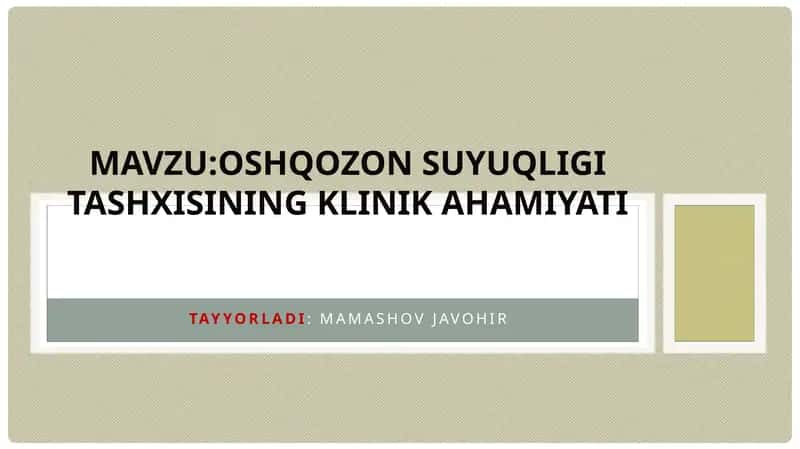Oshqozon suyuqligi tashxisi