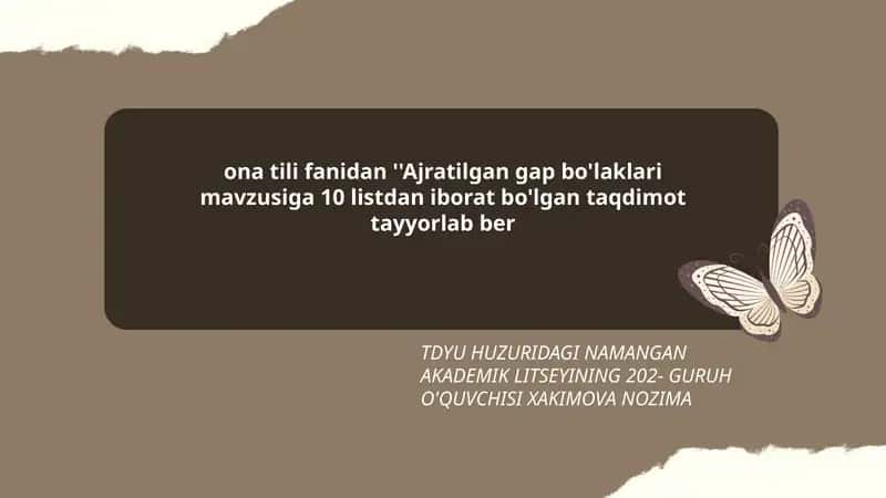 Ajratilgan gap bo'laklari taqdimoti