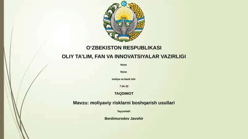 moliyaviy risklarni boshqarish usullari