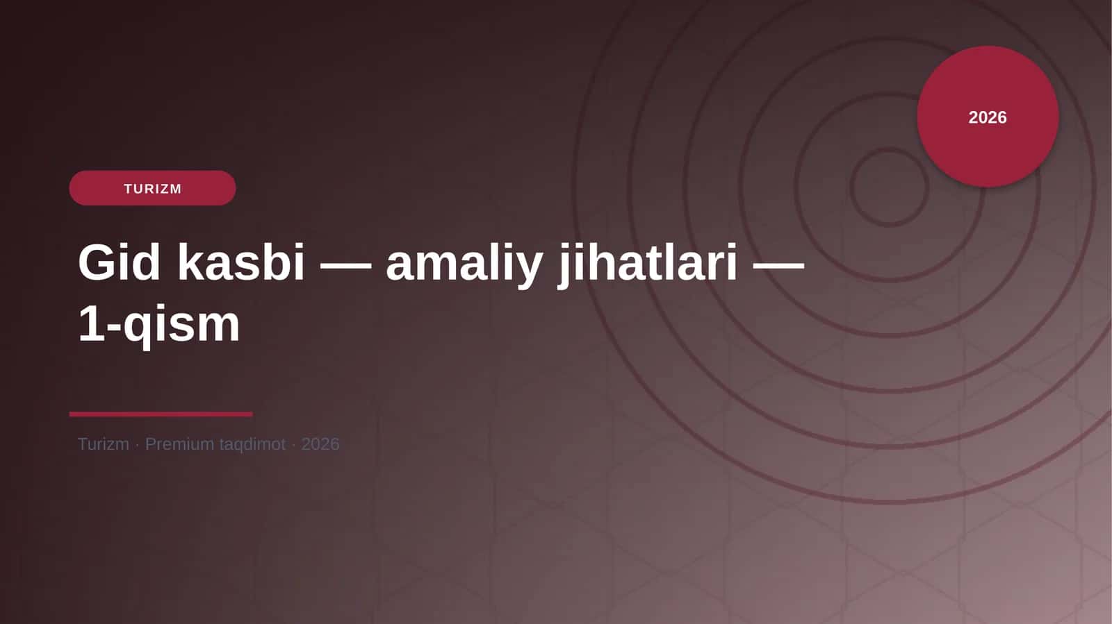 Gid kasbi — amaliy jihatlari — 1-qism