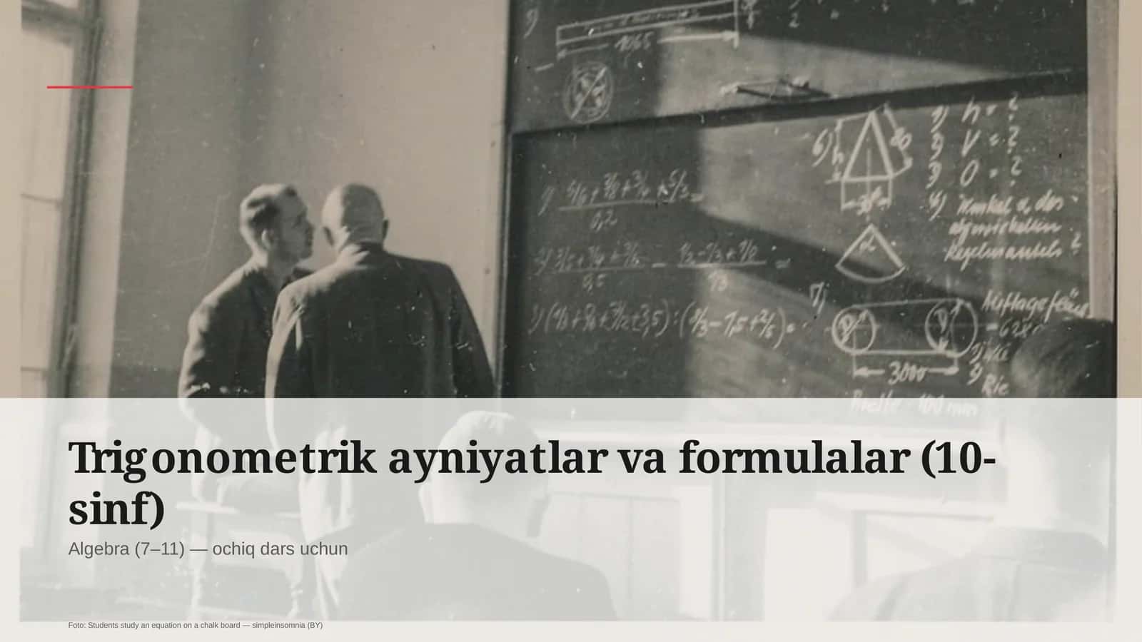 Trigonometrik ayniyatlar va formulalar (10-sinf)