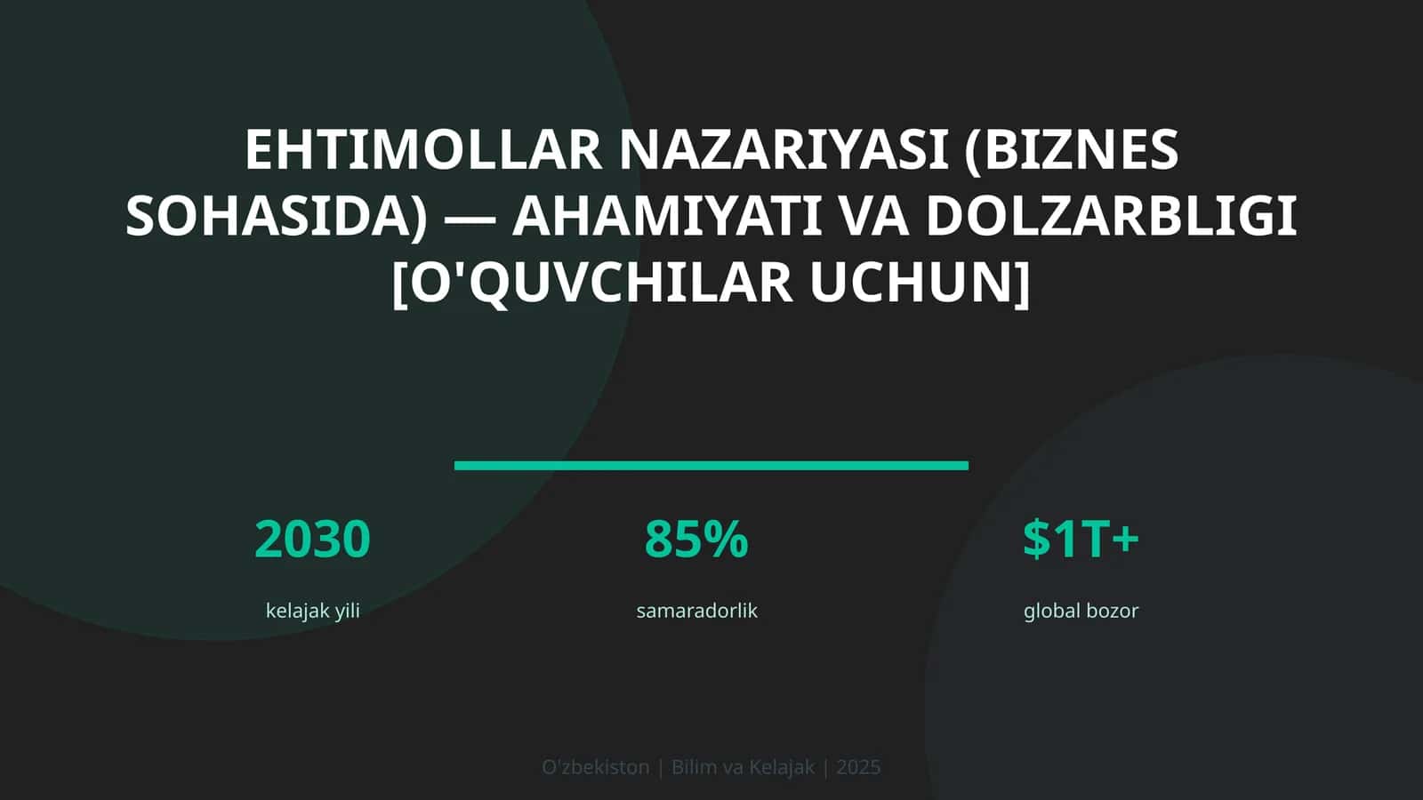 Ehtimollar nazariyasi (biznes sohasida) — ahamiyati va dolzarbligi [o'quvchilar uchun]