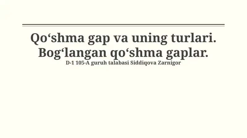 Qoʻshma gaplar va ularning turlari