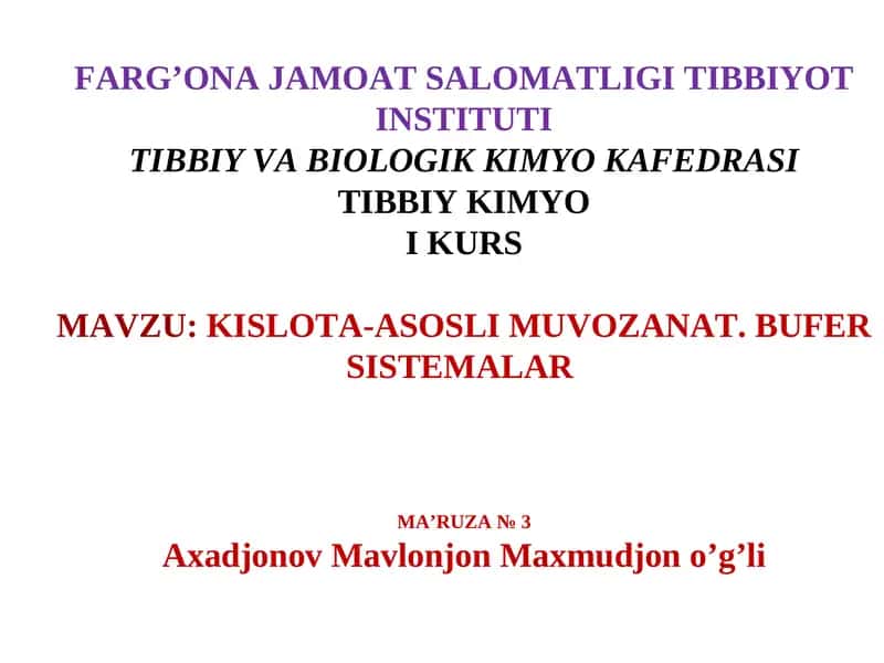 KISLOTA-ASOSLI MUVOZANAT