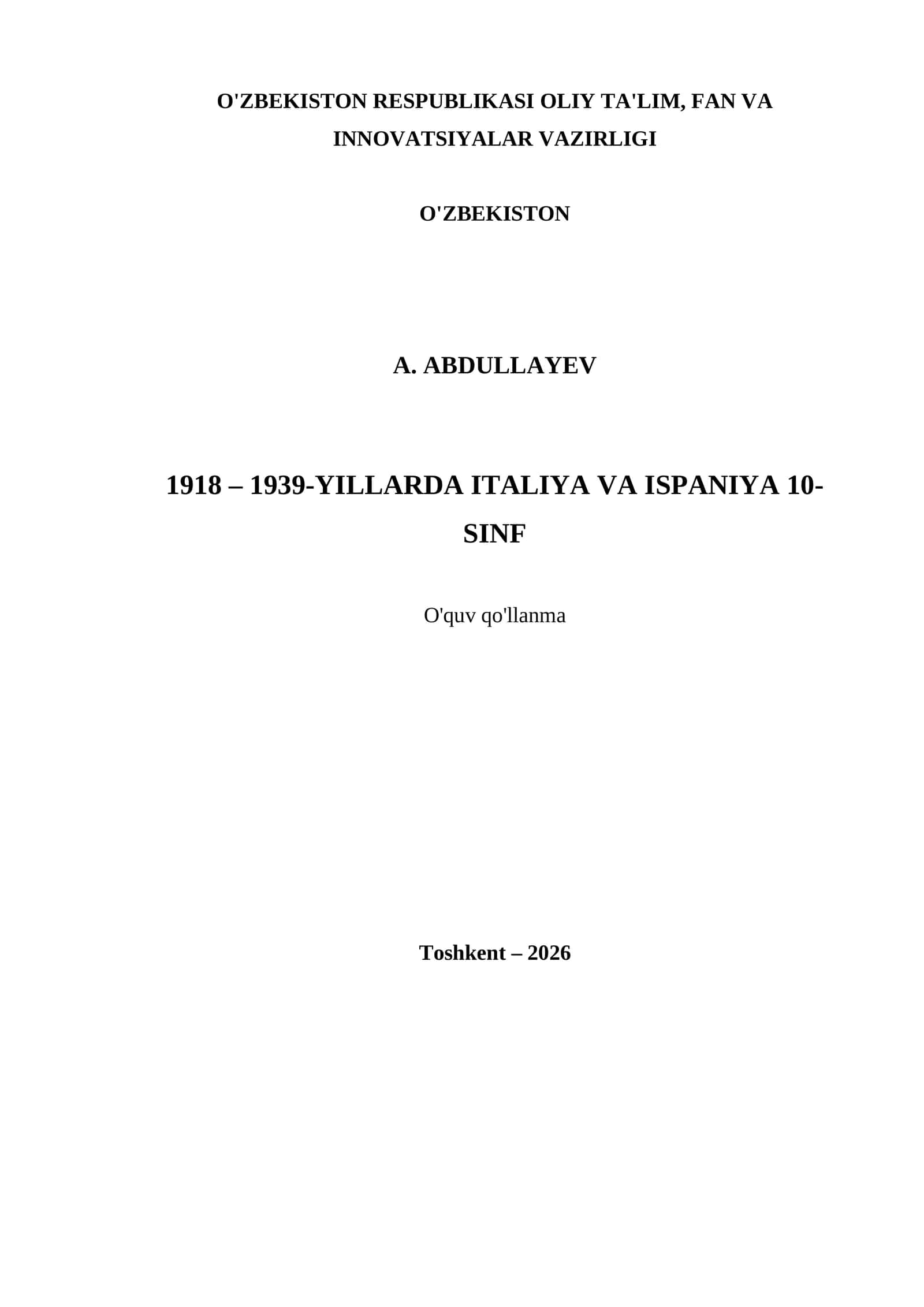 1918 – 1939-YILLARDA ITALIYA VA ISPANIYA 10- SINF