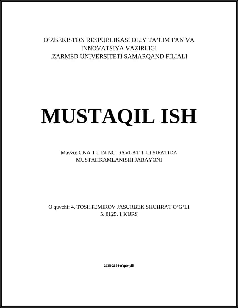 Ona tilining davlat tili sifatida mustahkamlanishi jarayoni