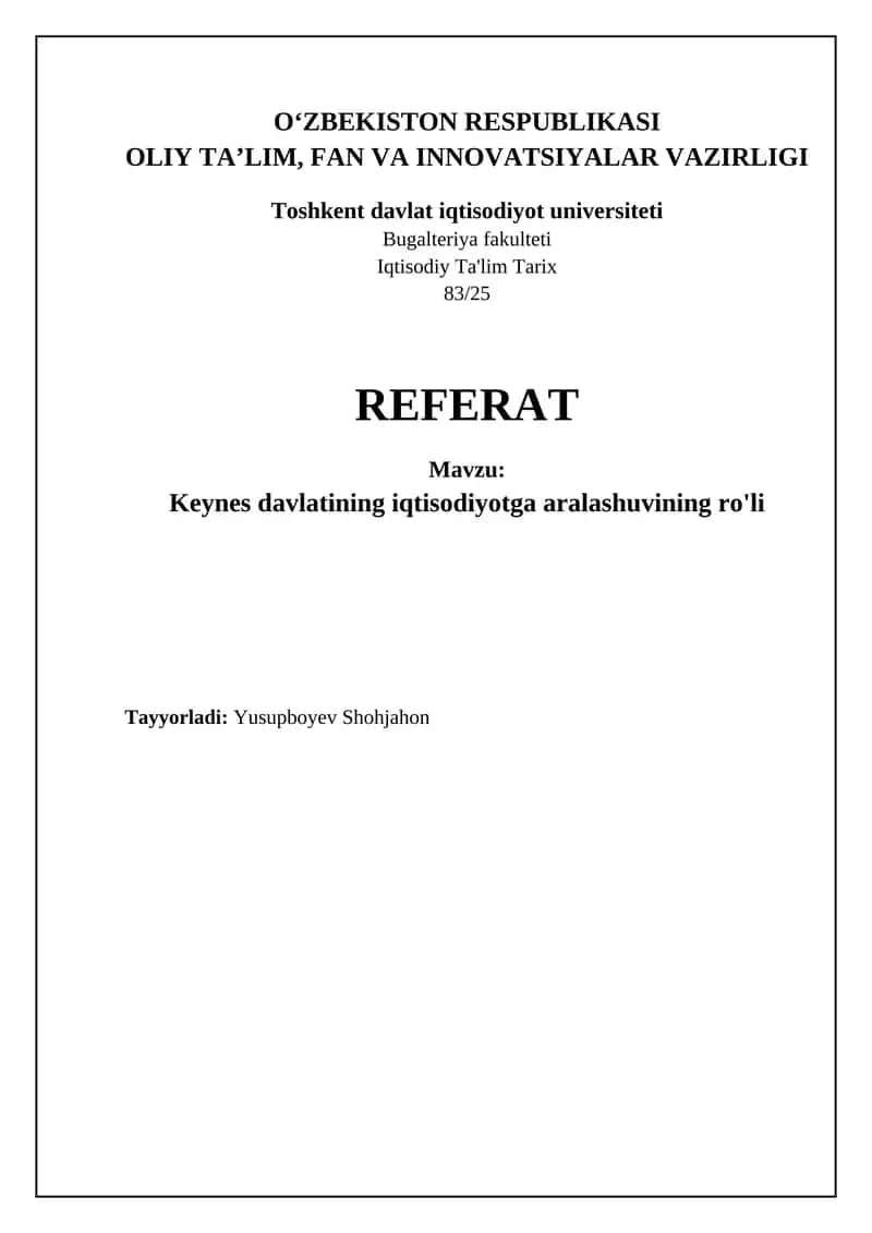 Keyneschilik: Nazariy asoslar va tamoyillar