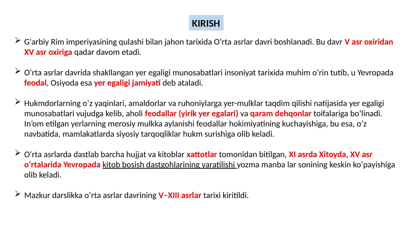7-sinf jahon tarixiga Kirish