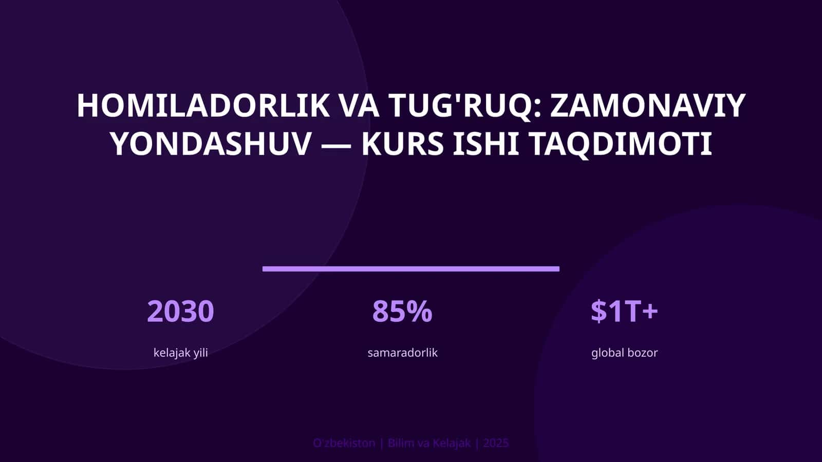 Homiladorlik va tug'ruq: Zamonaviy Yondashuv — Kurs Ishi Taqdimoti