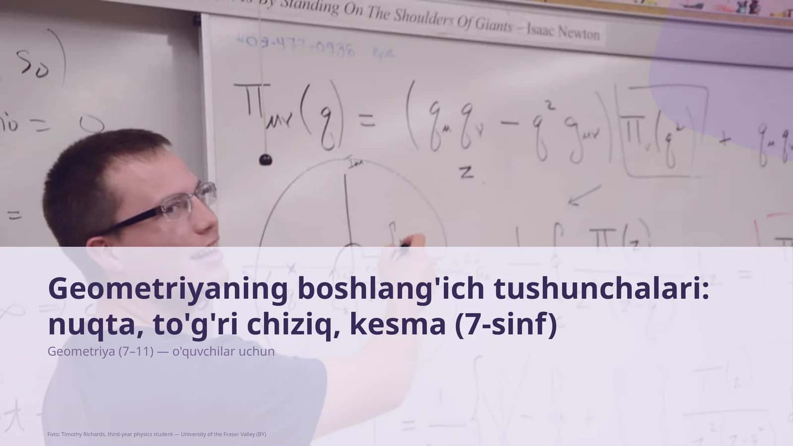 Geometriyaning boshlang'ich tushunchalari: nuqta, to'g'ri chiziq, kesma (7-sinf)