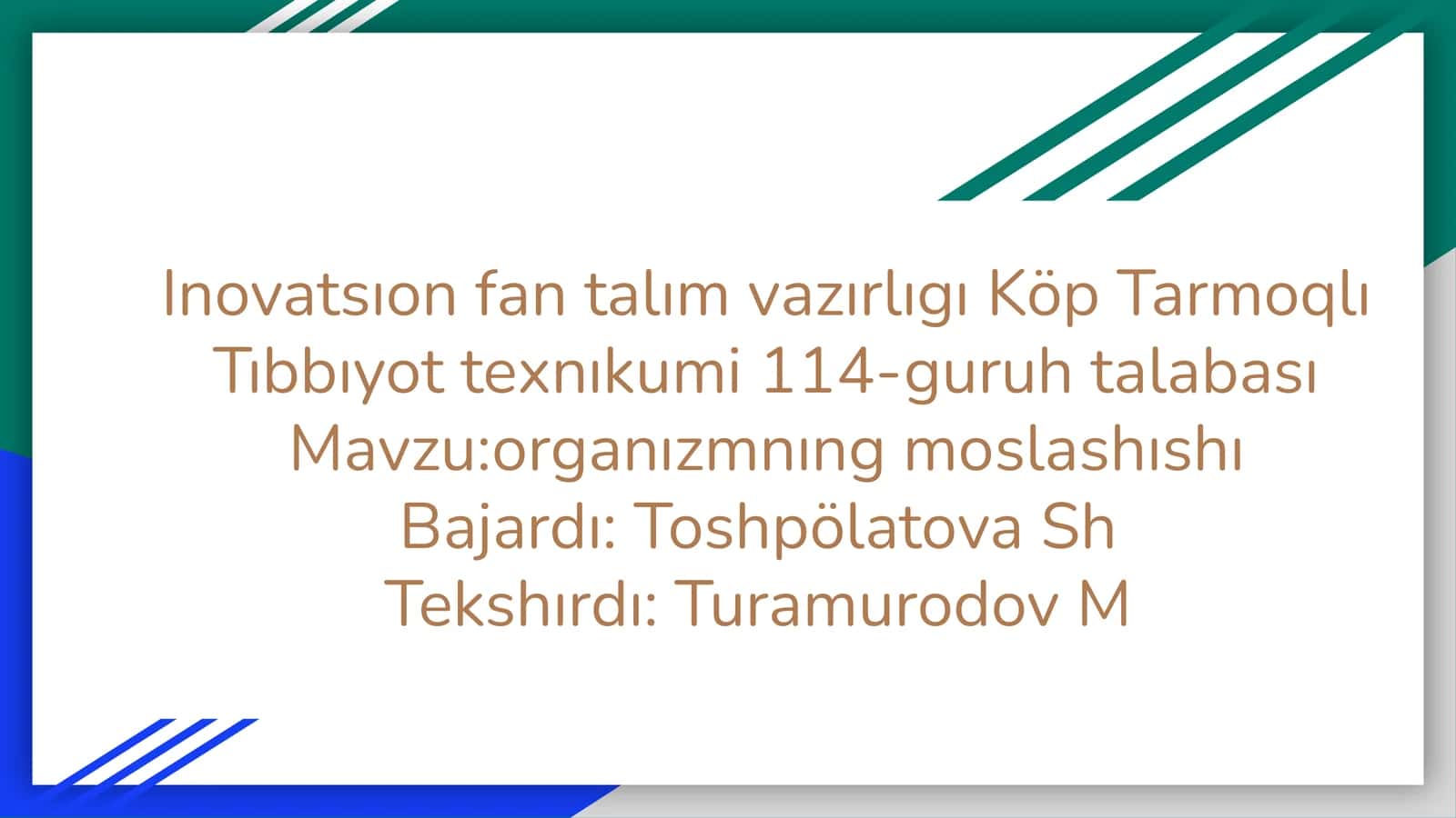 Köp Tarmoqlı Tıbbıyot texnıkumi 114-guruh talabası