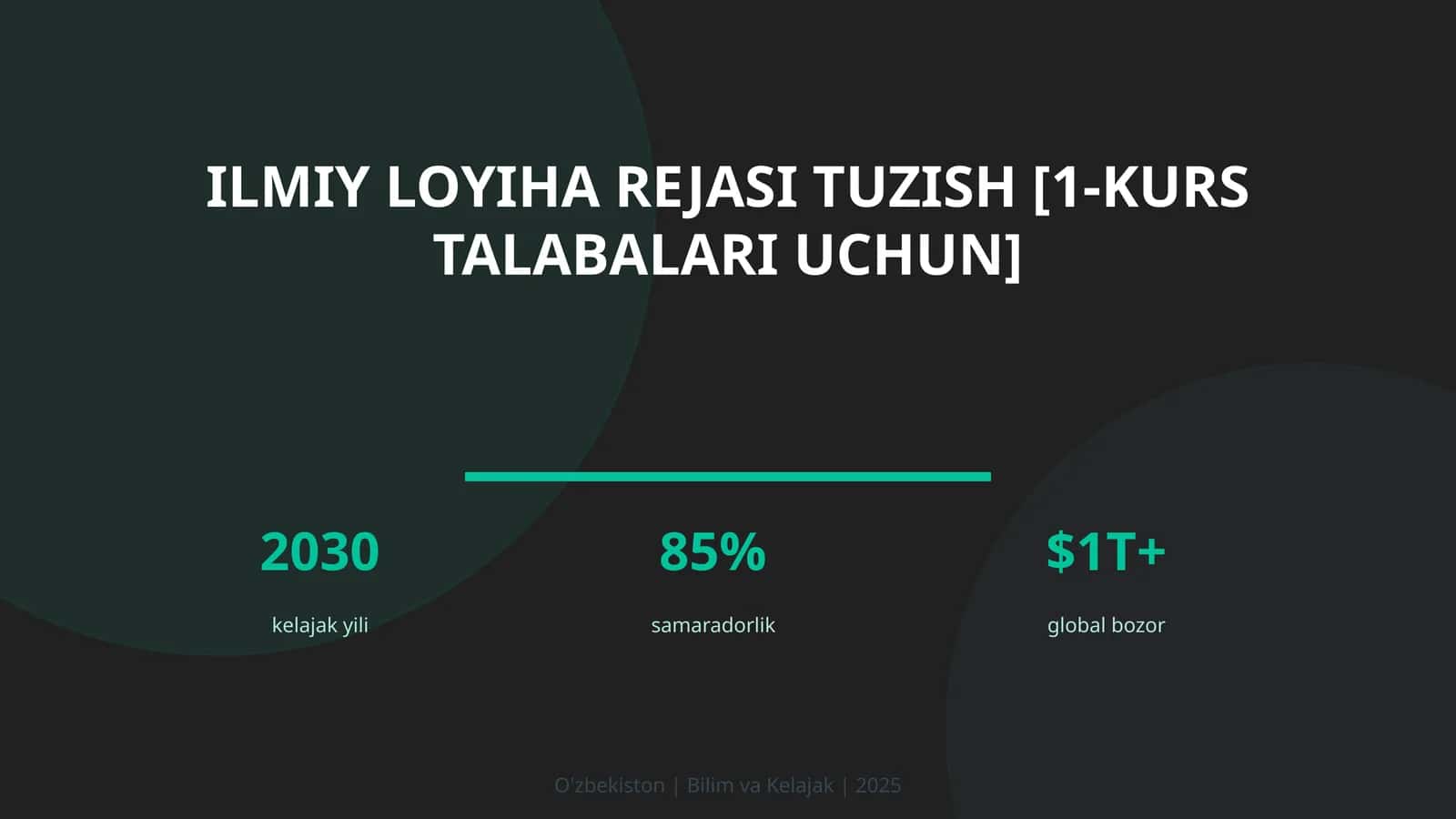 Ilmiy loyiha rejasi tuzish [1-kurs talabalari uchun]