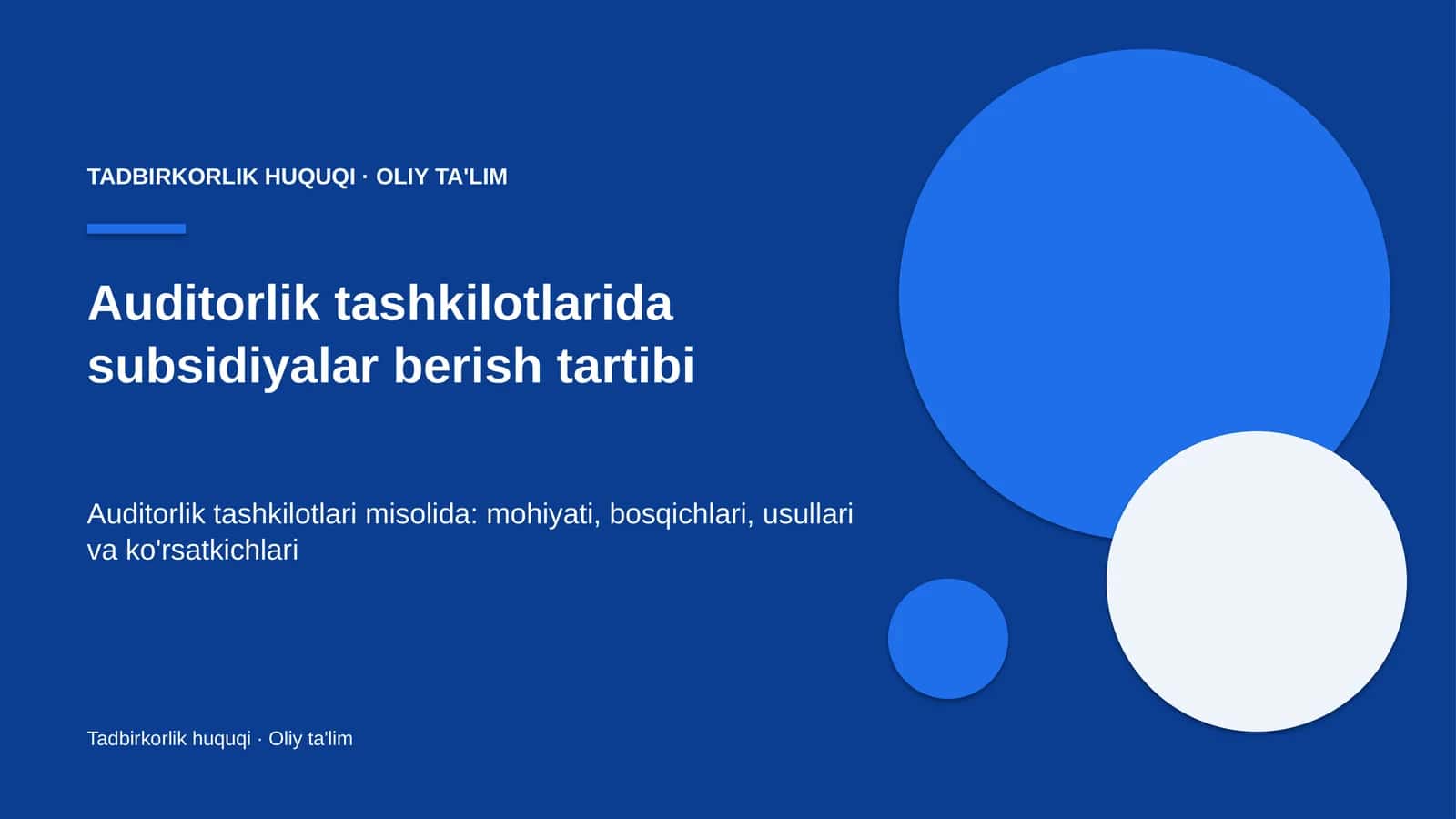 Auditorlik tashkilotlarida subsidiyalar berish tartibi
