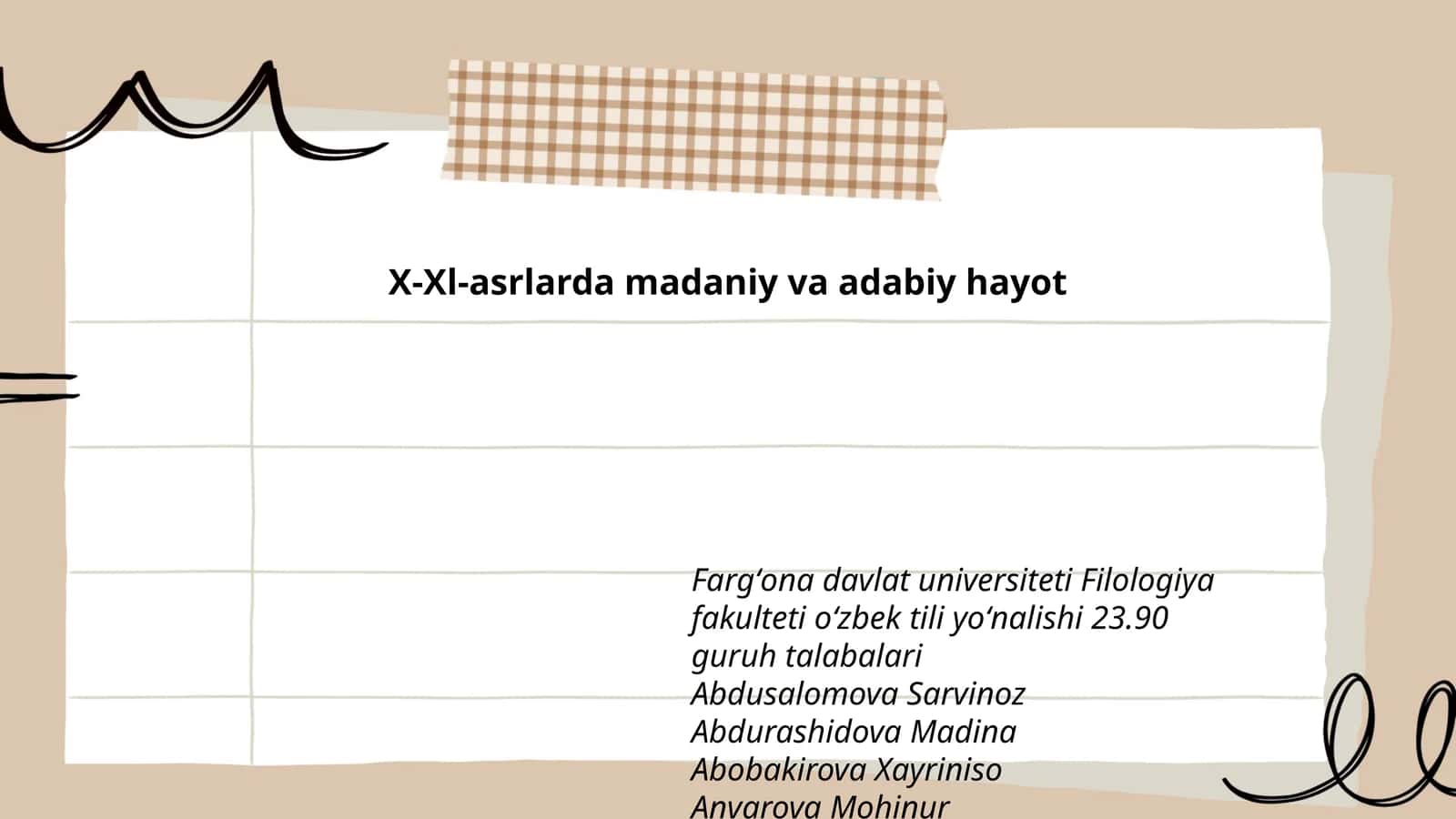 X-Xl-asrlarda madaniy va adabiy hayot