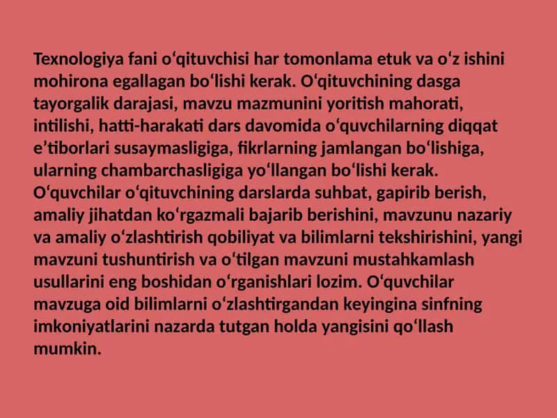 O'qituvchilikda mohironlik