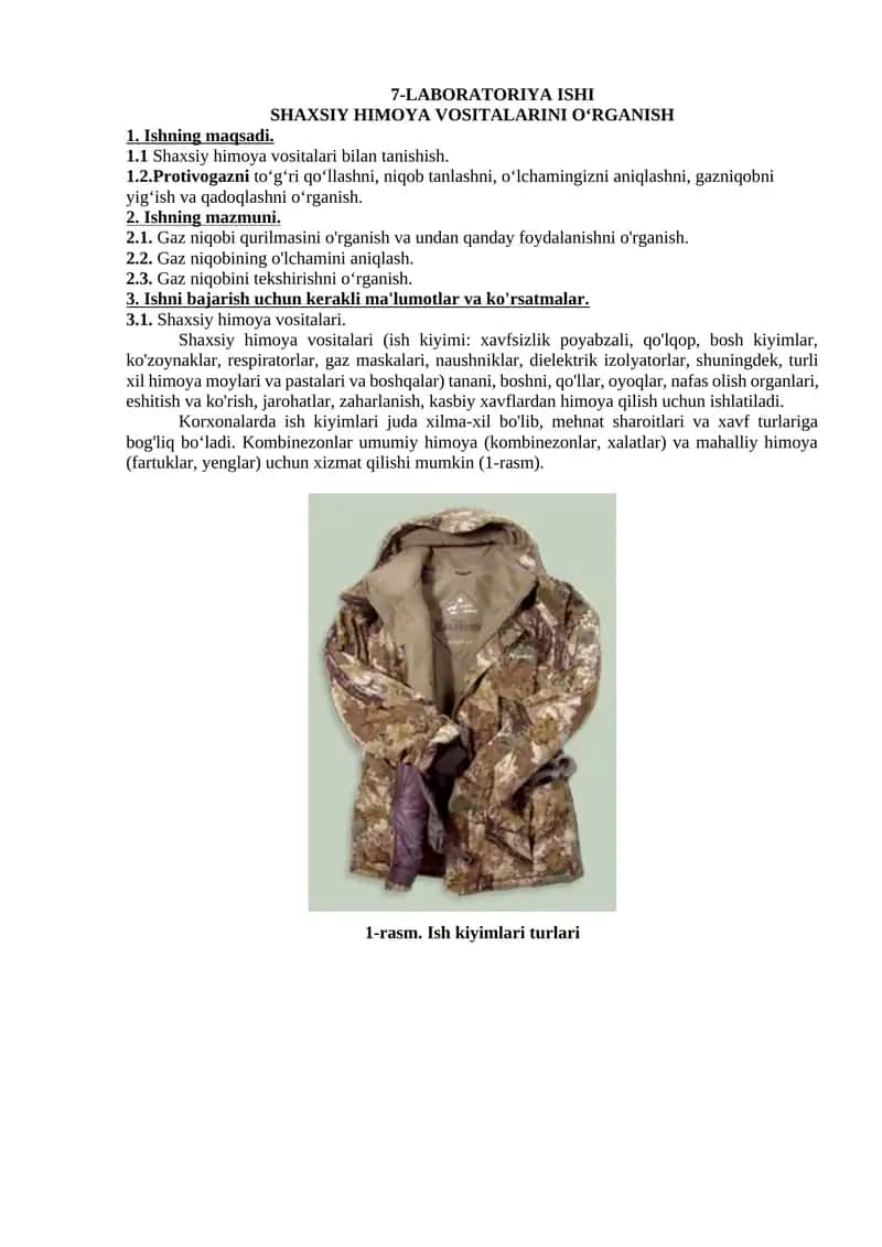 SHAXSIY HIMOYA VOSITALARINI O‘RGANISH
