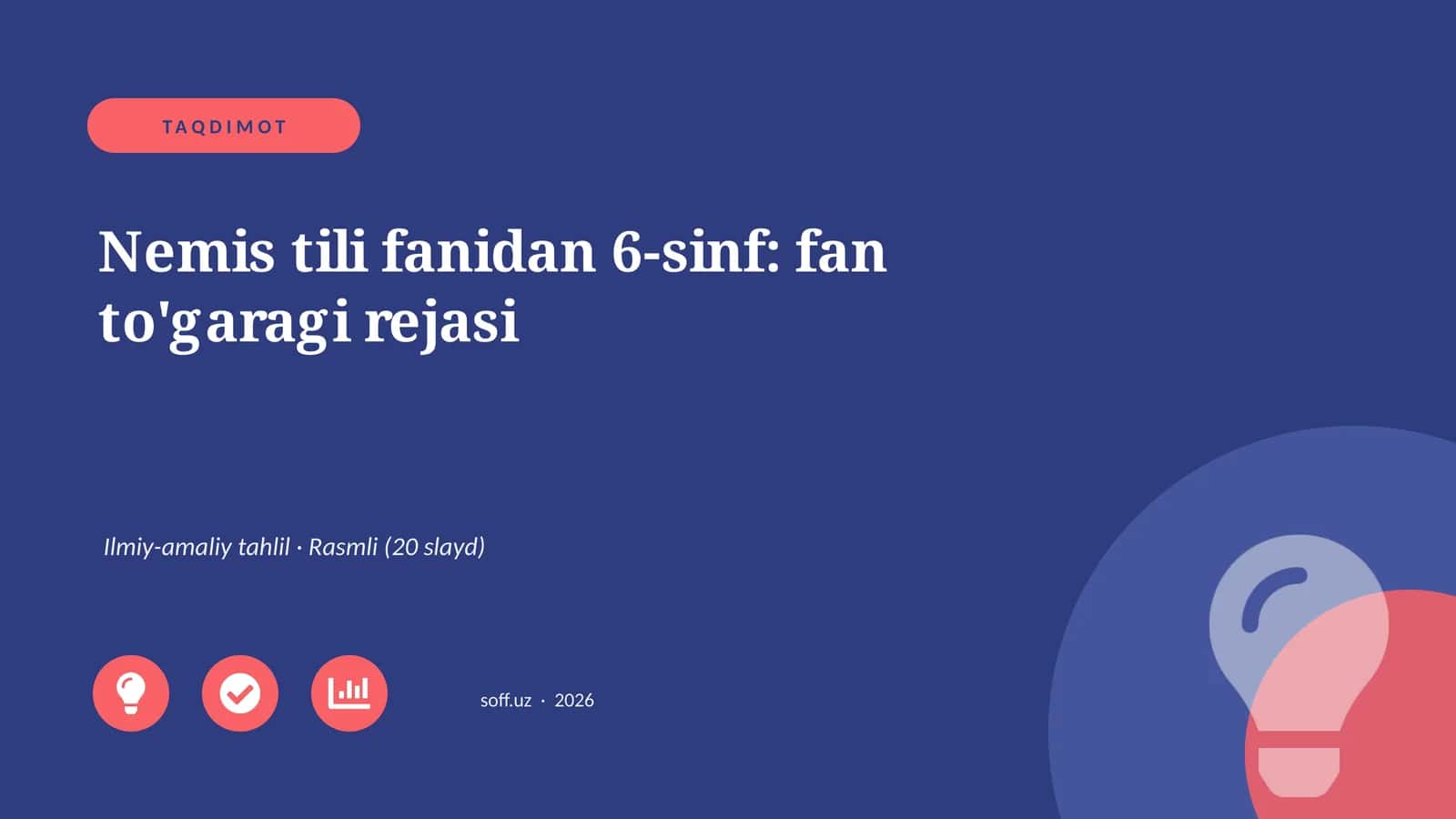Nemis tili fanidan 6-sinf: fan to'garagi rejasi
