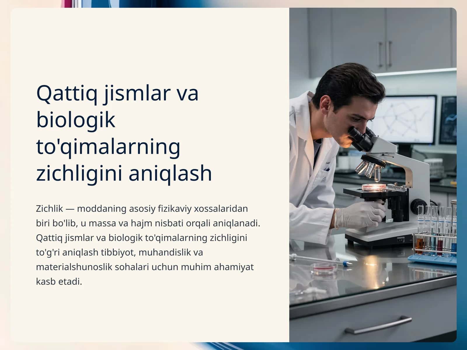 Qattiq jismlar va biologik to'qimalarning zichligini aniqlash