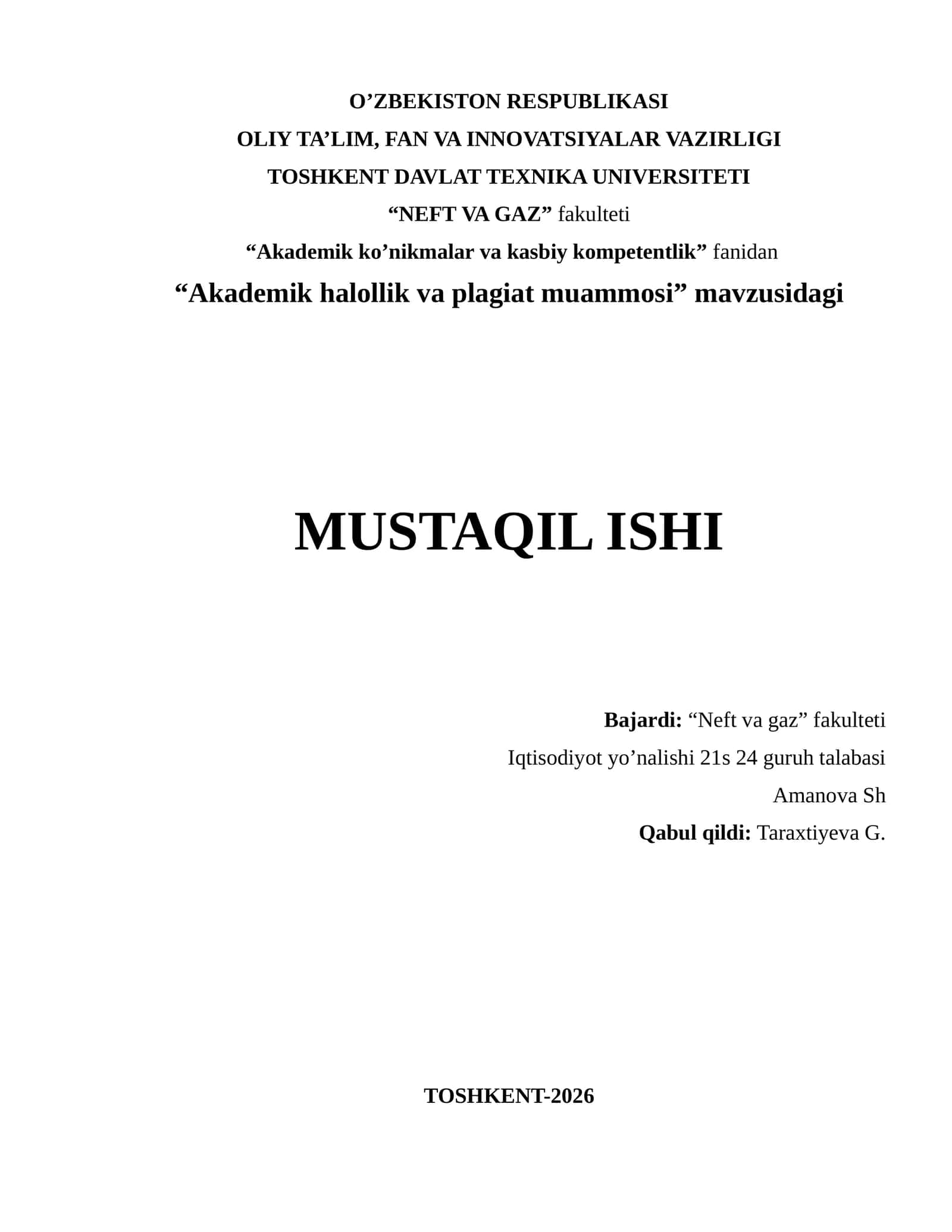 Akademik halollik va plagiat muammosi