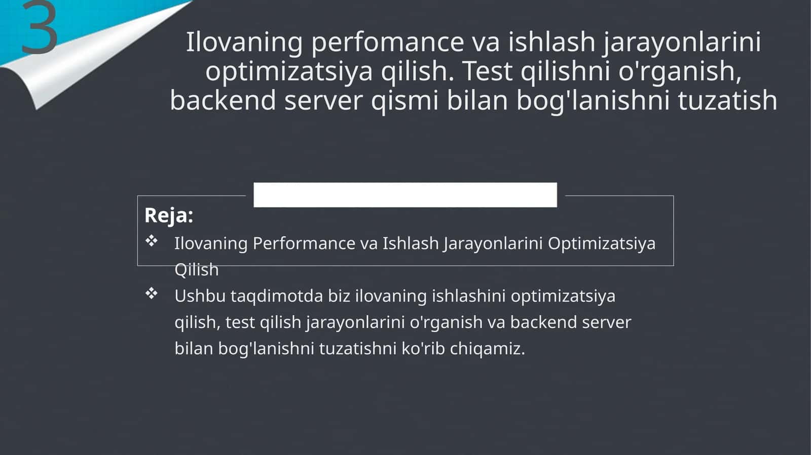 Ilovaning Performance va Ishlash Jarayonlarini Optimizatsiya Qilish 1