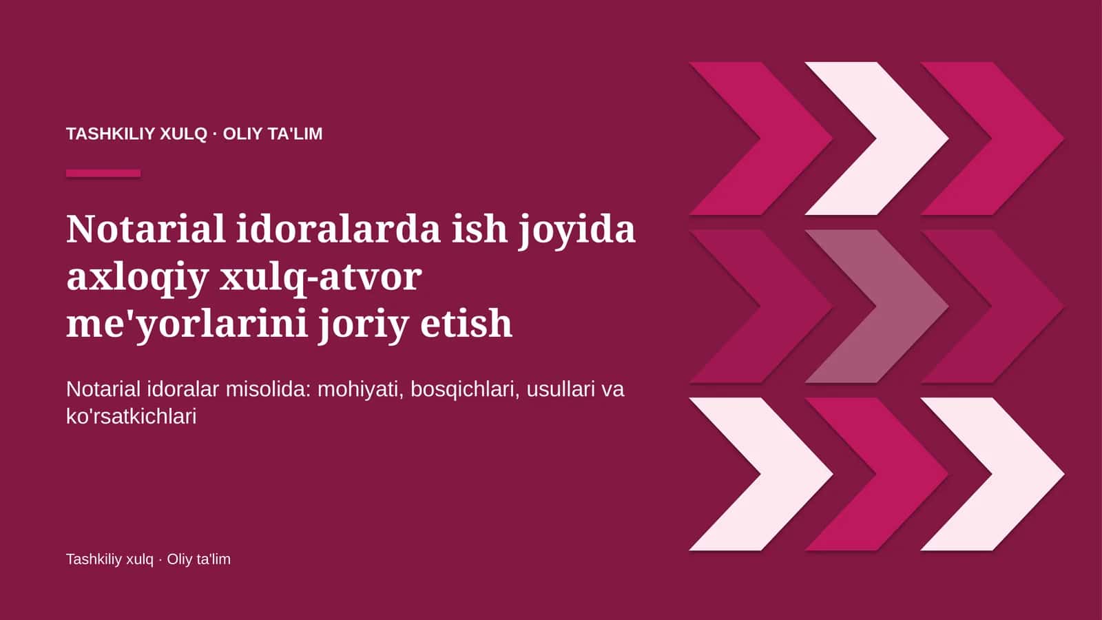 notarial idoralarda ish joyida axloqiy xulq atvor me'yorlarini joriy etish 2350