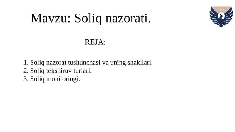 Soliq nazorati.
