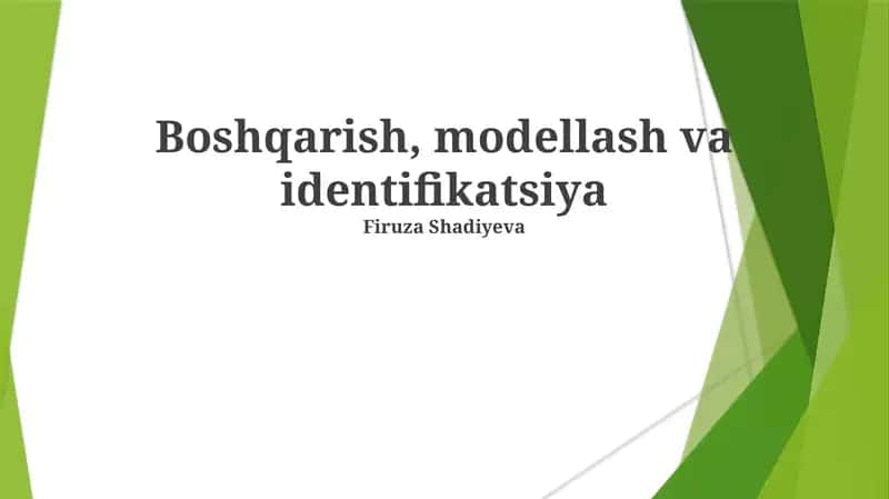 Boshqarish, modellash va identifikatsiya