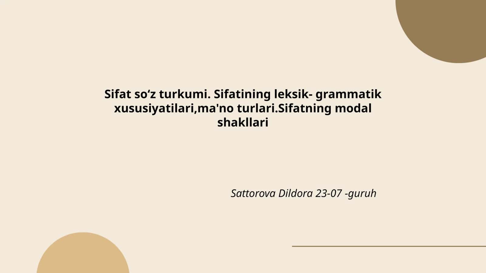 Sifat soʻz turkumi