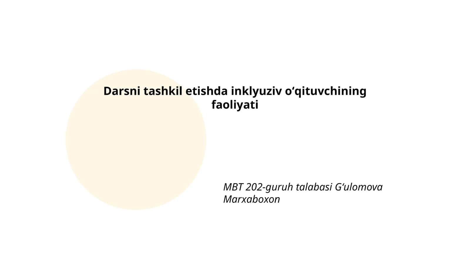Inklyuziv oʻqituvchining faoliyati