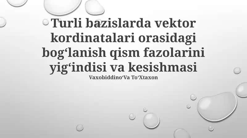 Vektor Fazolari va Bazislar