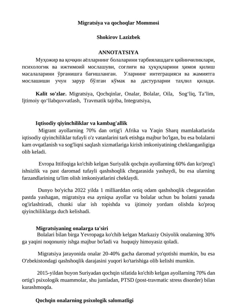 Migratsiya va qochoqlar Mommosi