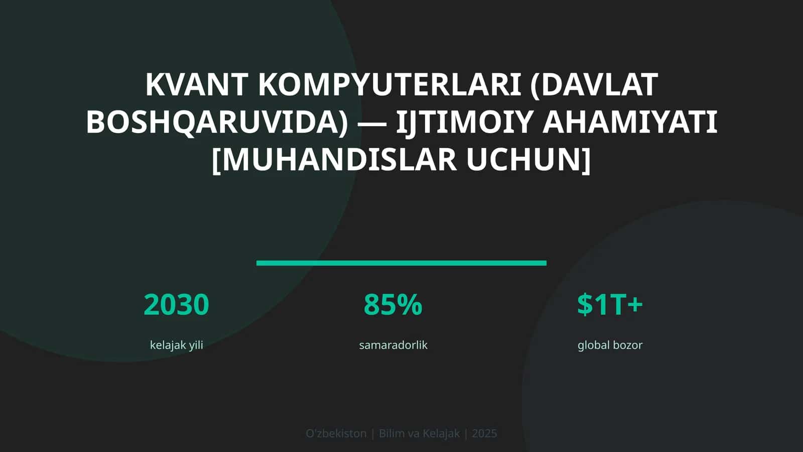 Kvant kompyuterlari (davlat boshqaruvida) — ijtimoiy ahamiyati [muhandislar uchun]