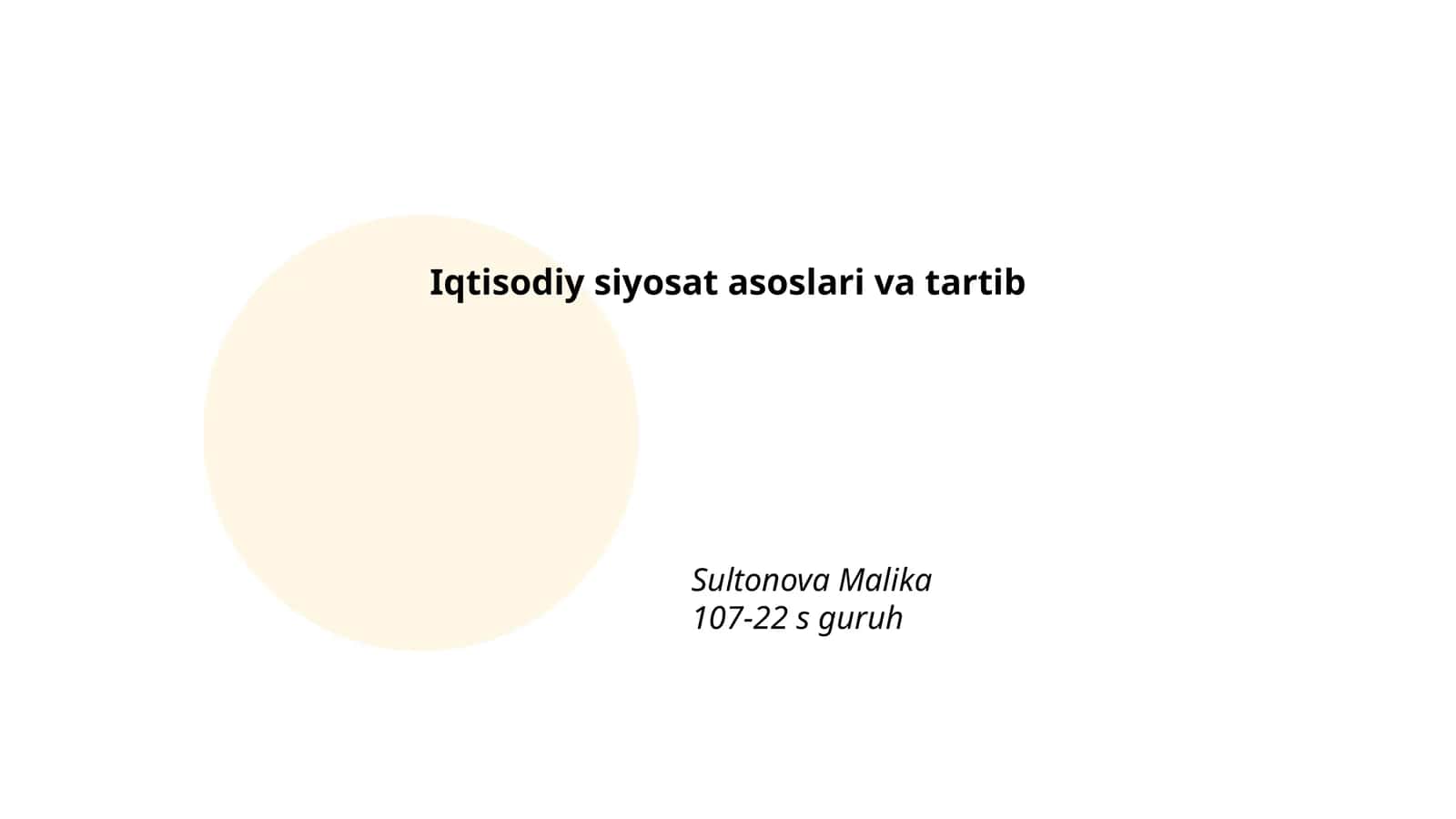 Iqtisodiy siyosat asoslari va tartib