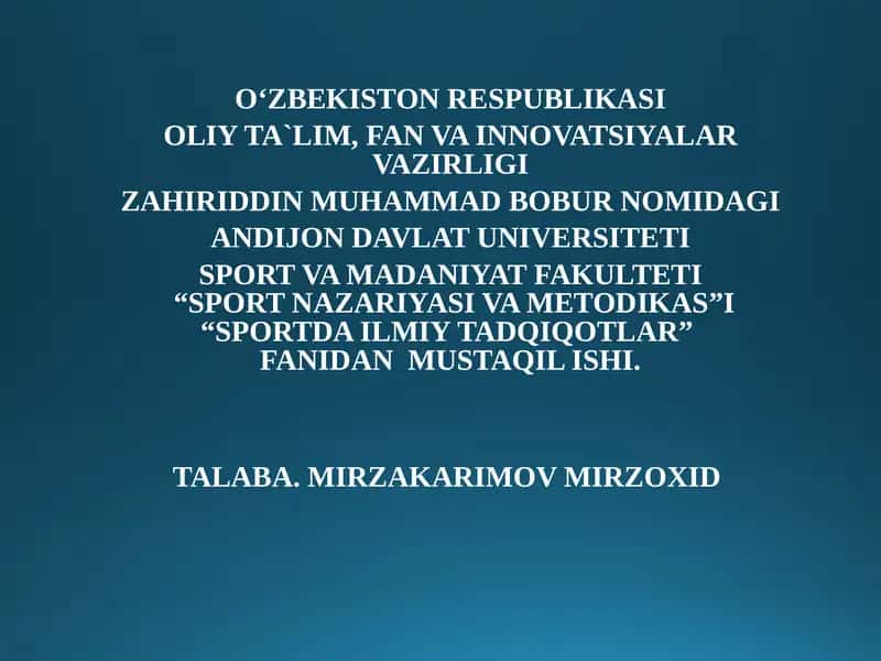 Sportda pedagogik tajriba