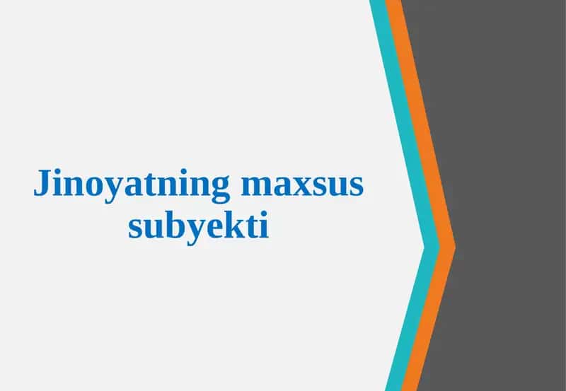 Jinoyatning maxsus subyekti