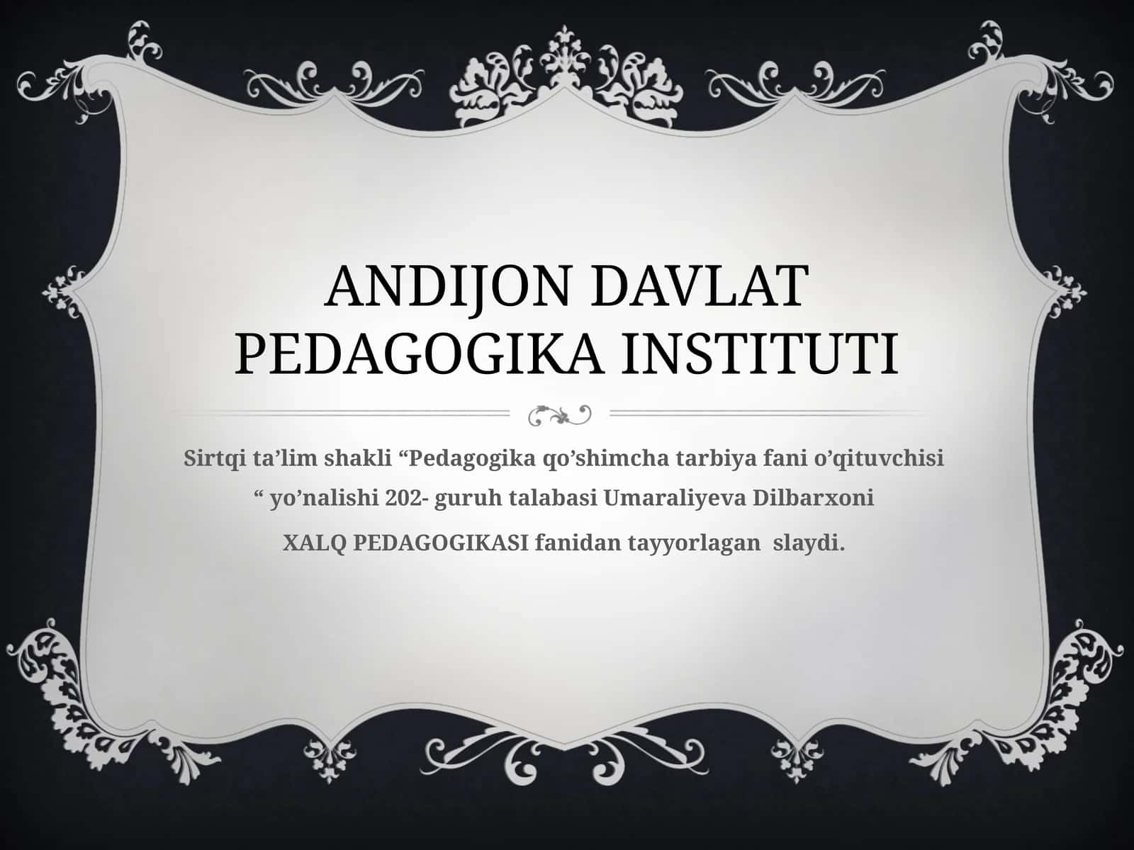 XALQ PEDAGOGIKASIDA OILA VA OILAVIY TARBIYANING AKS ETISHI