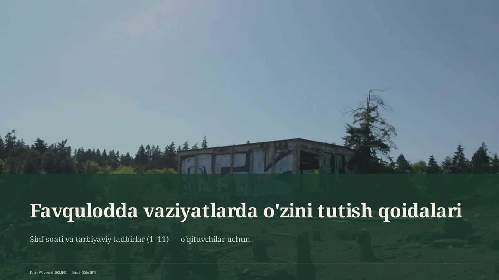 Favqulodda vaziyatlarda o'zini tutish qoidalari