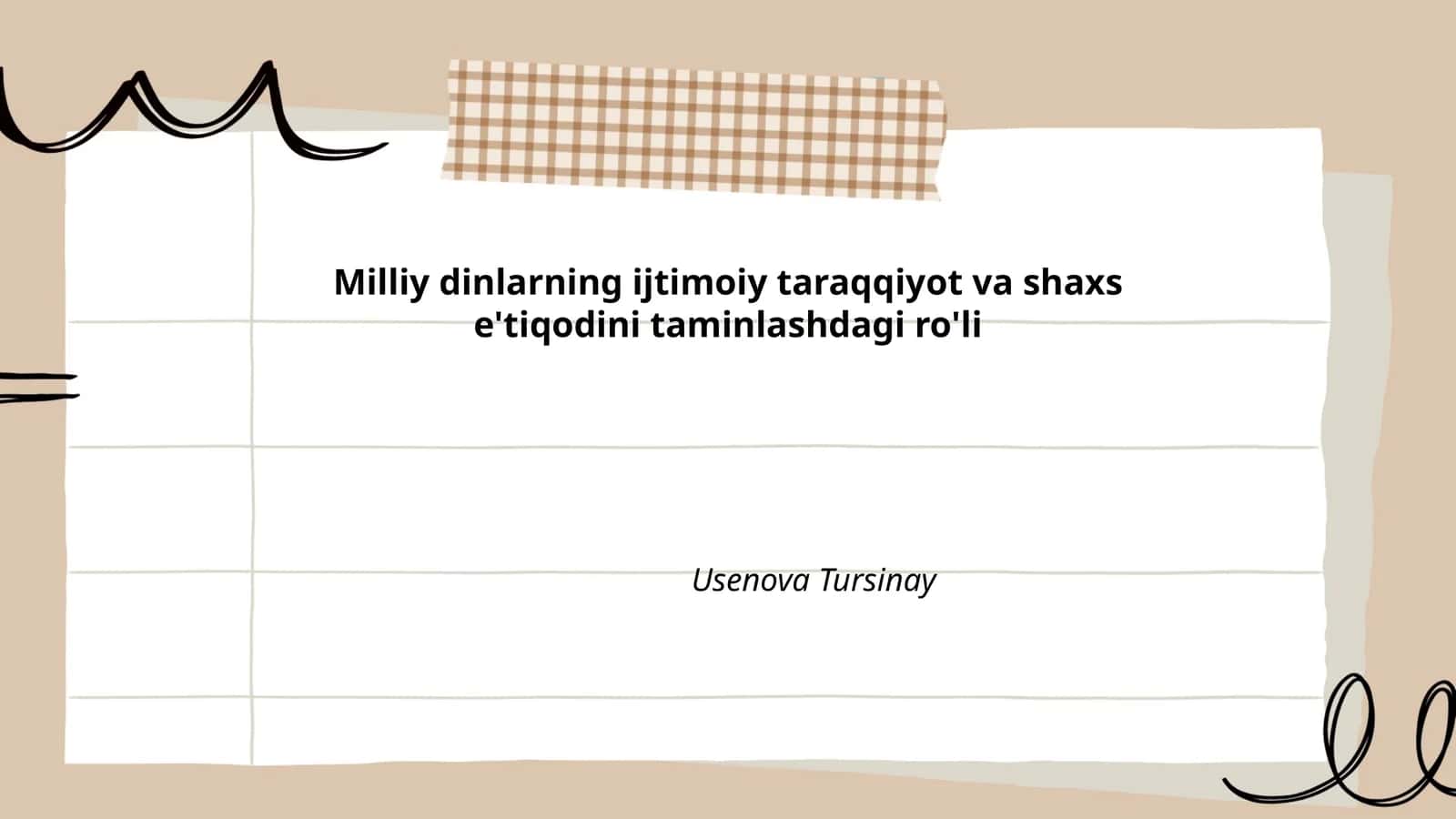 Milliy dinlarning ijtimoiy taraqqiyot va shaxs e'tiqodini taminlashdagi ro'li
