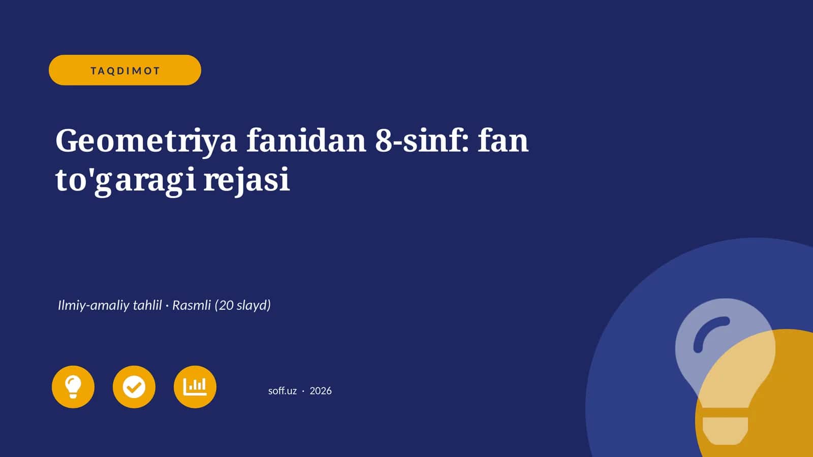 Geometriya fanidan 8-sinf: fan to'garagi rejasi