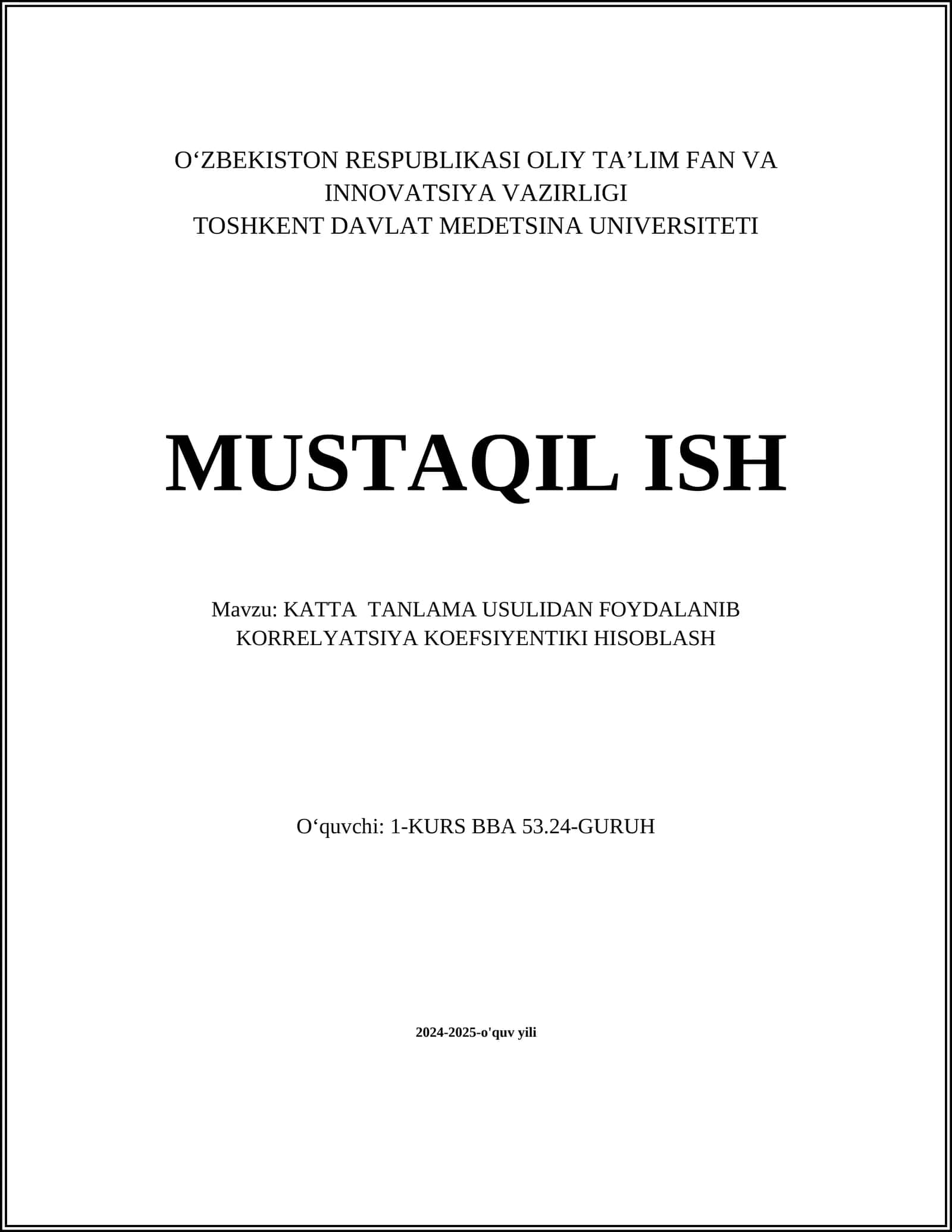 Katta Tanlama Usuli Asoslari