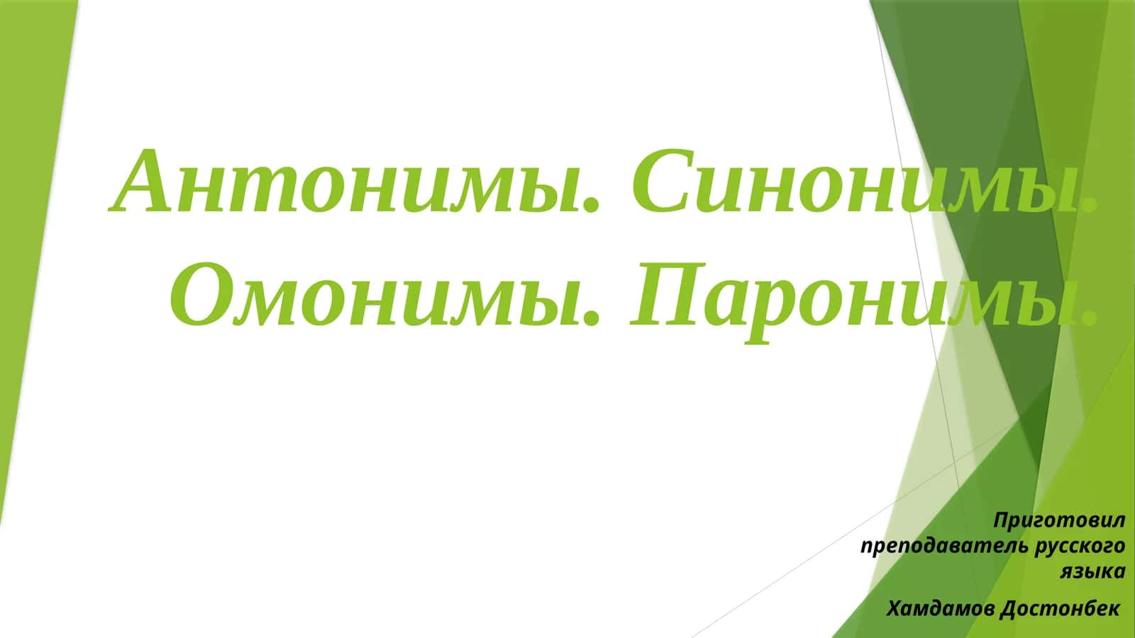 Антонимы. Синонимы. Омонимы. Паронимы
