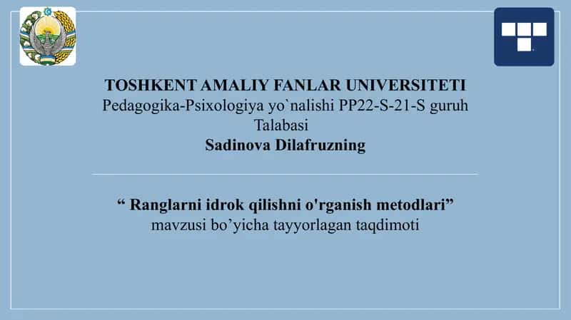 ranglarni idrok qilish metodlari