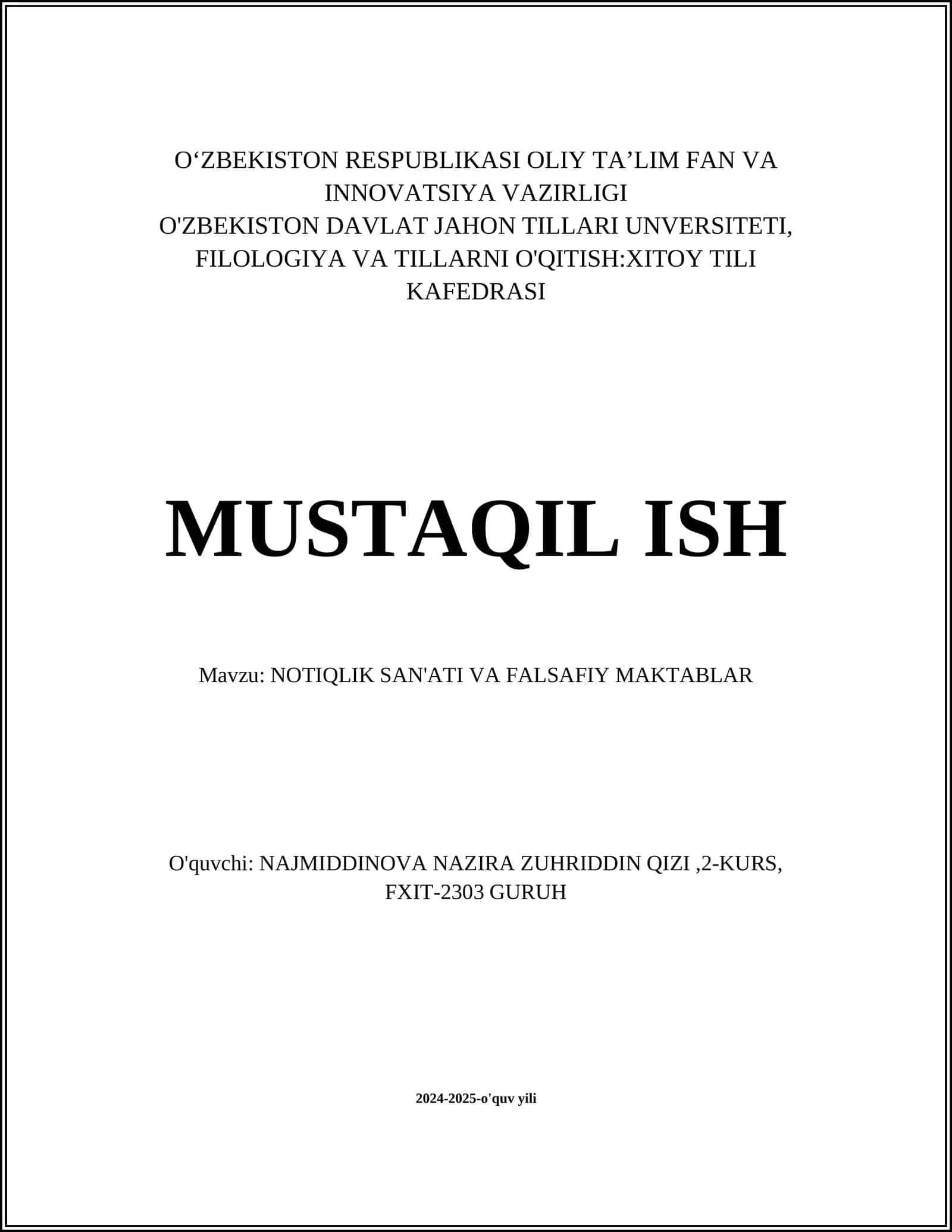 NOTIQLIK SAN'ATI VA FALSAFIY MAKTABLAR