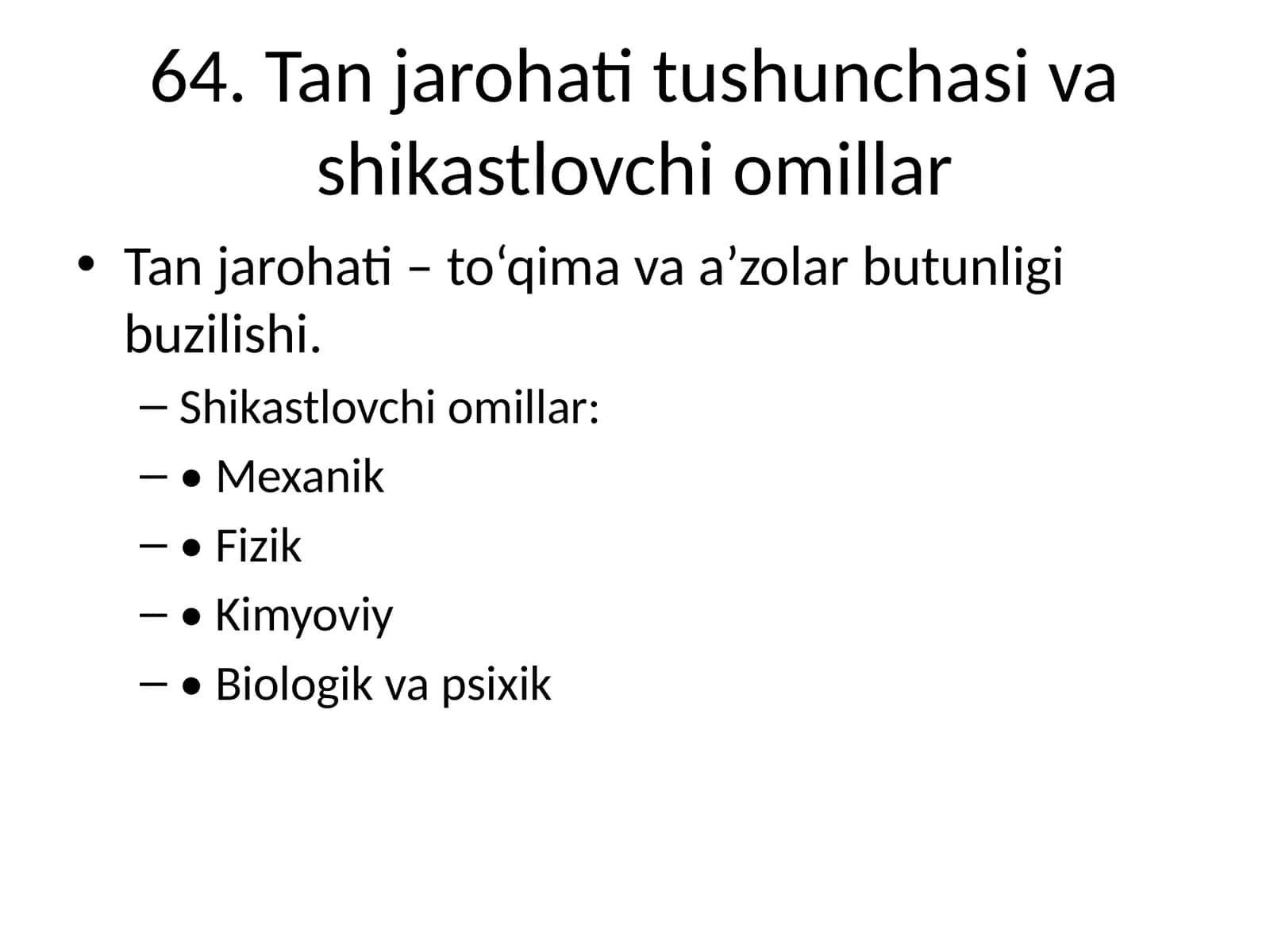 Mexanik jarohatlar
