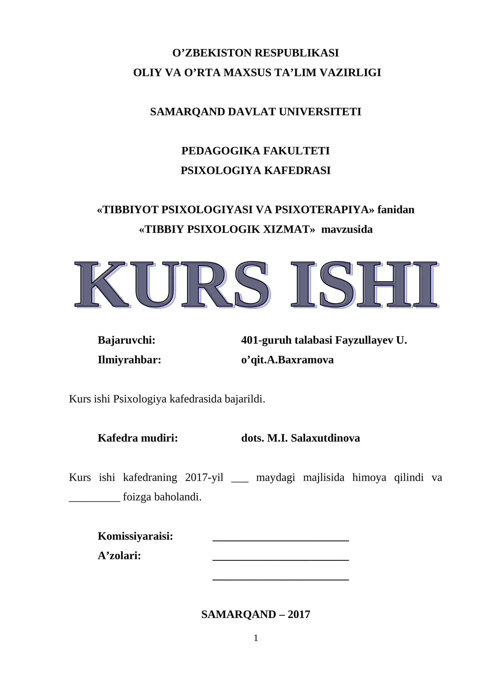 Tibbiy psixologik xizmat