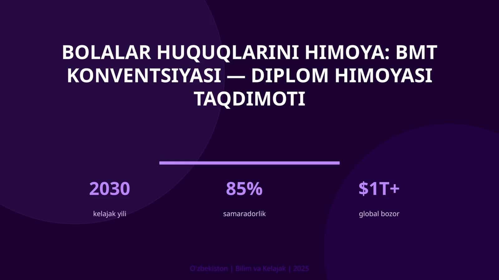 Bolalar huquqlarini himoya: BMT konventsiyasi — diplom himoyasi taqdimoti